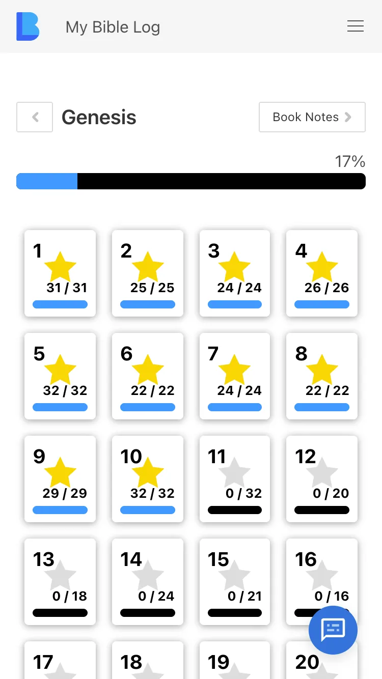 My Bible Log Individual Book Page Screenshot